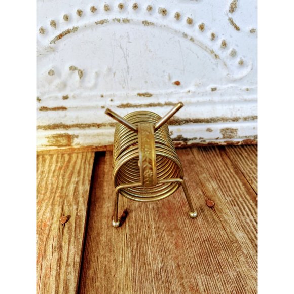 Vintage MCM Brass Coil Letter/bill holder Dog Rhinestone eyes - Picture 4 of 8